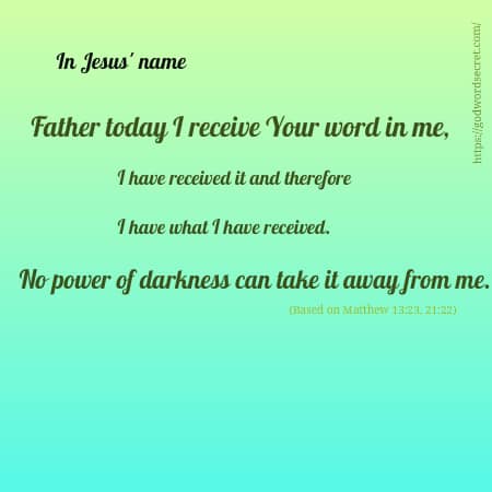 Morning prayer: Father today I receive Your word