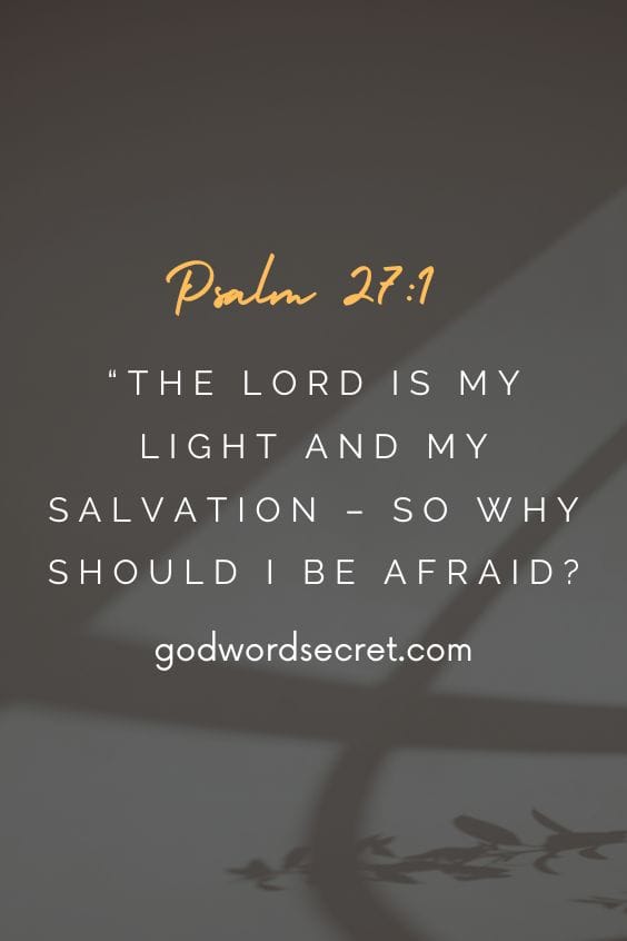 “The Lord is my light and my salvation – so why should I be afraid? (Psalm 27:1 NLT).”