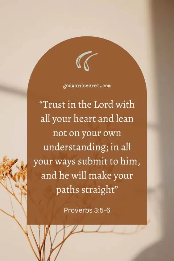 Trust in the Lord with all your heart and lean not on your own understanding; 6 in all your ways submit to him, and he will make your paths straight