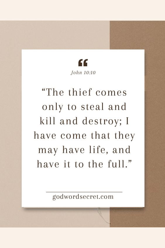 The thief comes only to steal and kill and destroy; I have come that they may have life, and have it to the full.