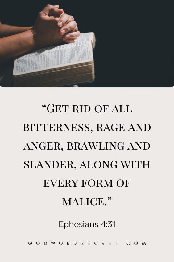 Get rid of all bitterness, rage and anger, brawling and slander, along with every form of malice.