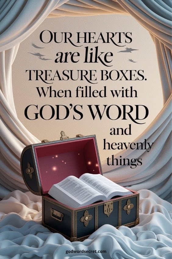 Our hearts are like treasure boxes. When filled with God’s Word and heavenly things,